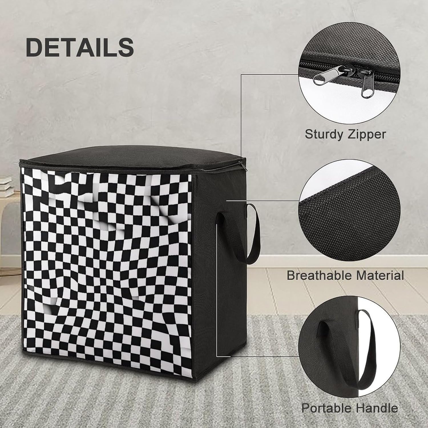 Checkered Flag Comforter Storage Bag Moving Bag | Clothes Storage Bins-70L,Moving Bag With Dual Handles For Easy Carrying, Zipper Design Durability for Home,Bedroom,Closet