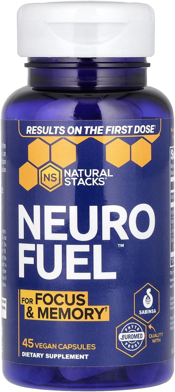NATURAL STACKS Neuro Fuel for a Better Brain Formula (45 Vegetarian Capsules)