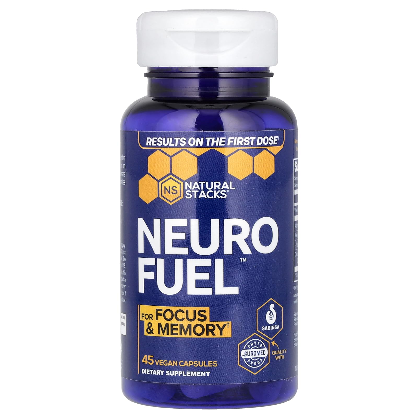 NATURAL STACKS Neuro Fuel for a Better Brain Formula (45 Vegetarian Capsules)