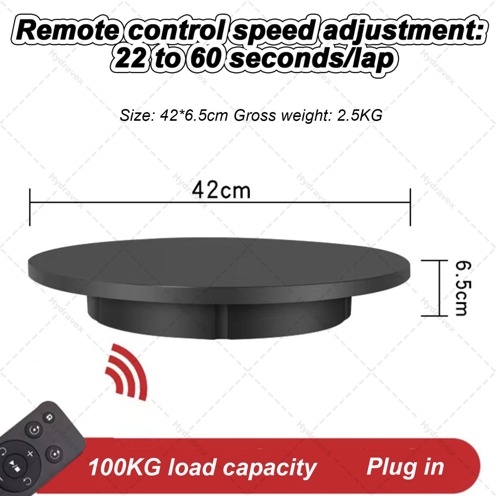 Soporte giratorio motorizado, tocadiscos con control remoto, plataforma giratoria eléctrica de 360 grados para fotografía y espectáculo de video, capacidad de carga de 330 libras