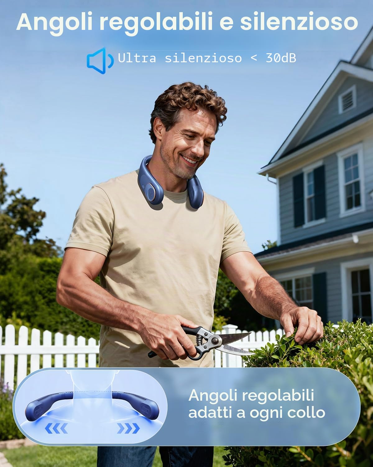 SWEETFULL Ventilatore portatile da collo: ventilatore personale senza lama da 5200 mAh | 4 velocità, durata massima 20 ore, nessuna torsione dei capelli, ventilatore da viaggio silenzioso da indossare