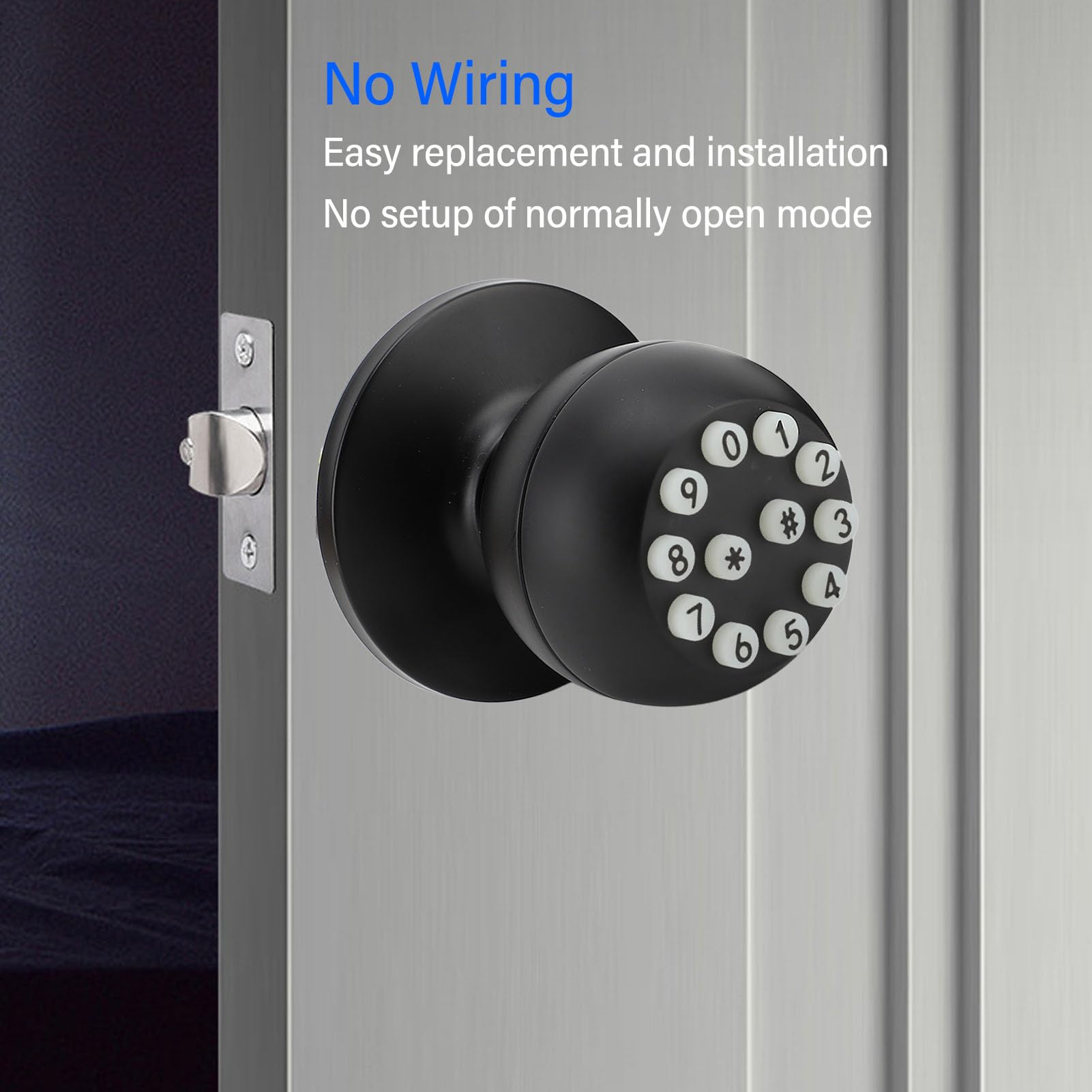 Marhynchus Bloqueo de Puerta de la Perilla Redonda, Función Anti -PEEP, Diseño Elegante, Opciones de Contraseña Múltiples, Instalación Fácil, Materiales Premium, para Garaje en el Hogar, Adecuado