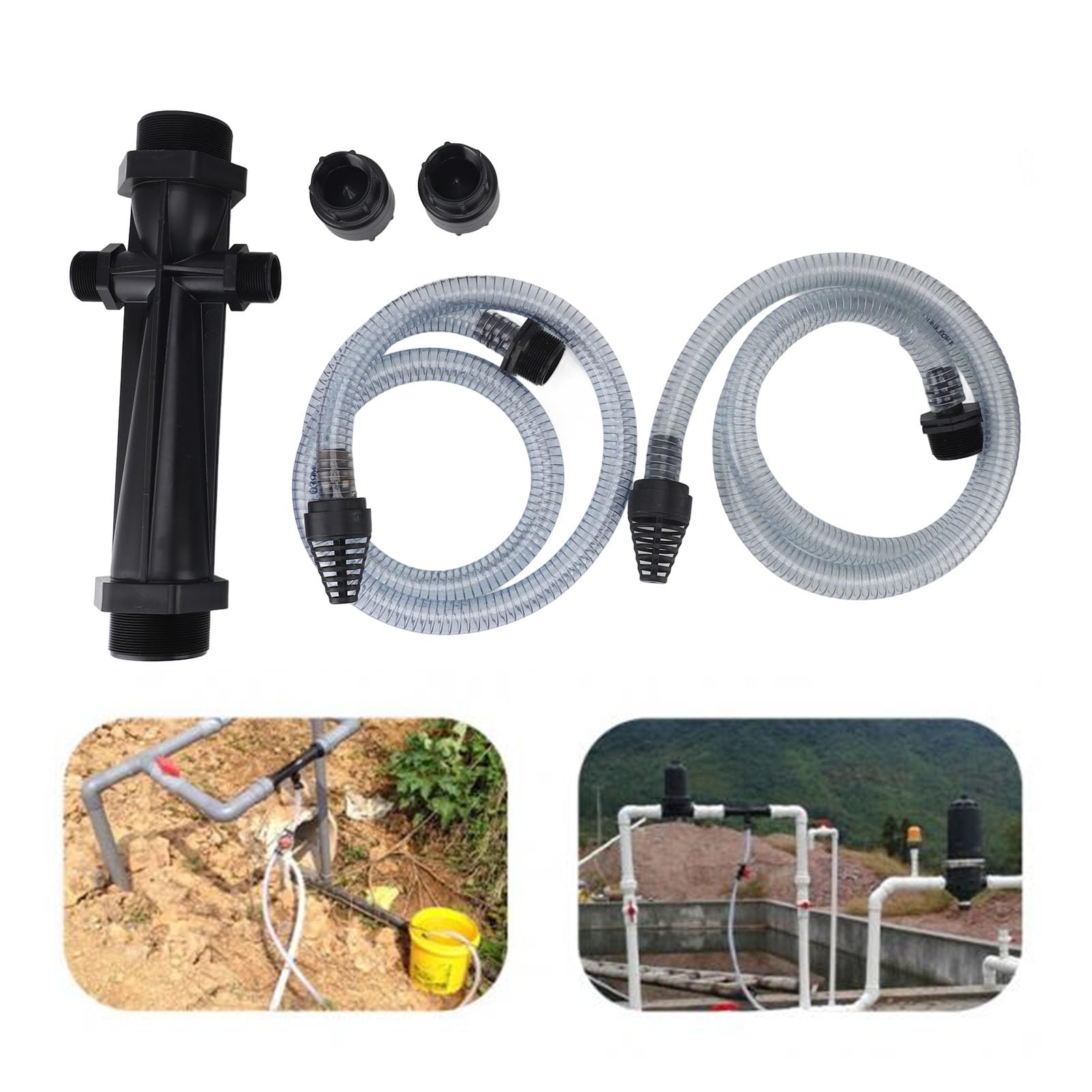 FLEXMAN Inyector Fertilizante para Riego por Goteo, Dispositivo Inyector Mezclador Fertilizante con Válvula Retención, Tubo Agua, Dispositivo Riego Venturi para Granjas Jardines (3 pulgadas)