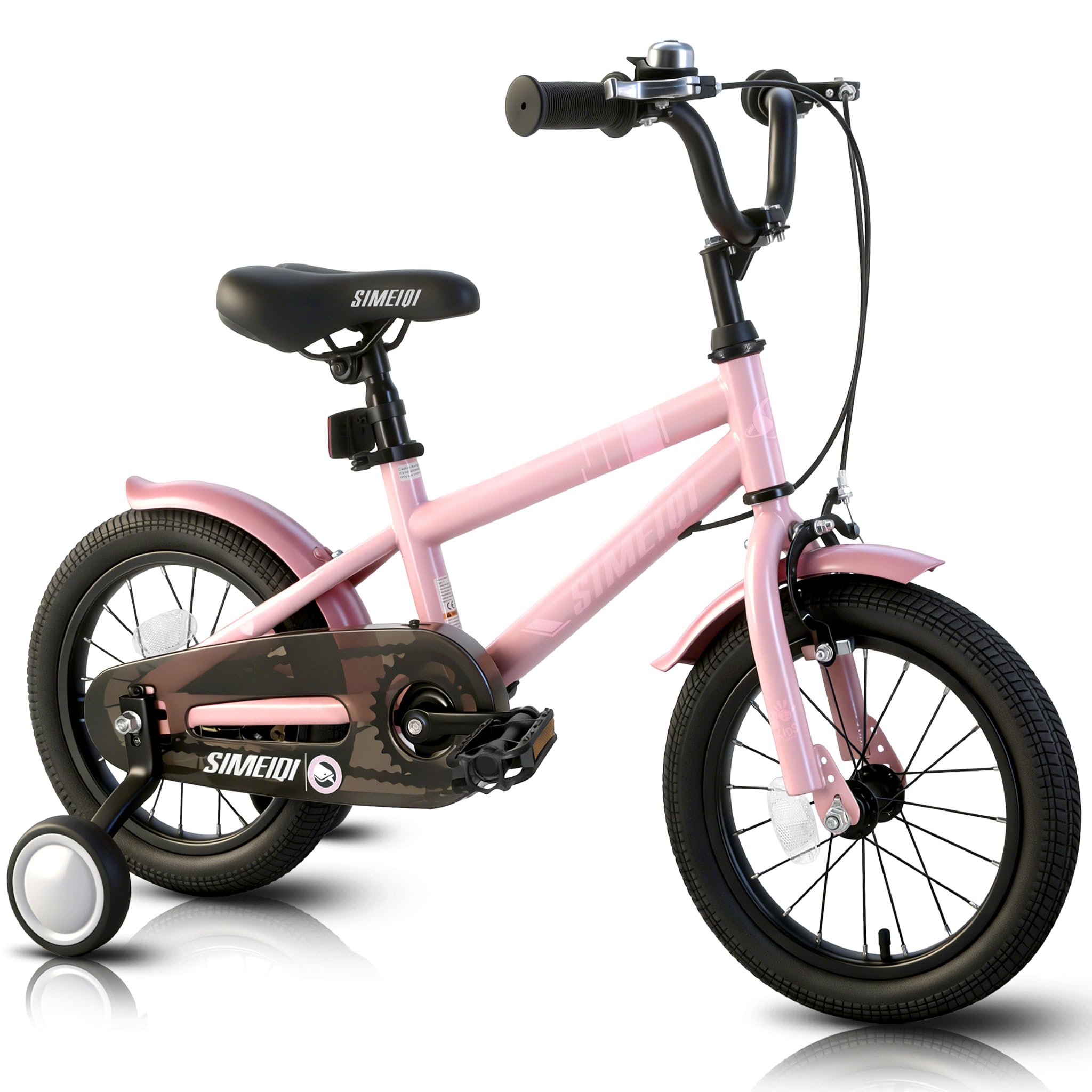 SIMEIQI Kids Bike 14 16 20 Inch for 3-10 Years Old Boys Girls Bicycle with Stabilisers & Kickstand Dual Handbrakes Adjustable Saddle & Bell