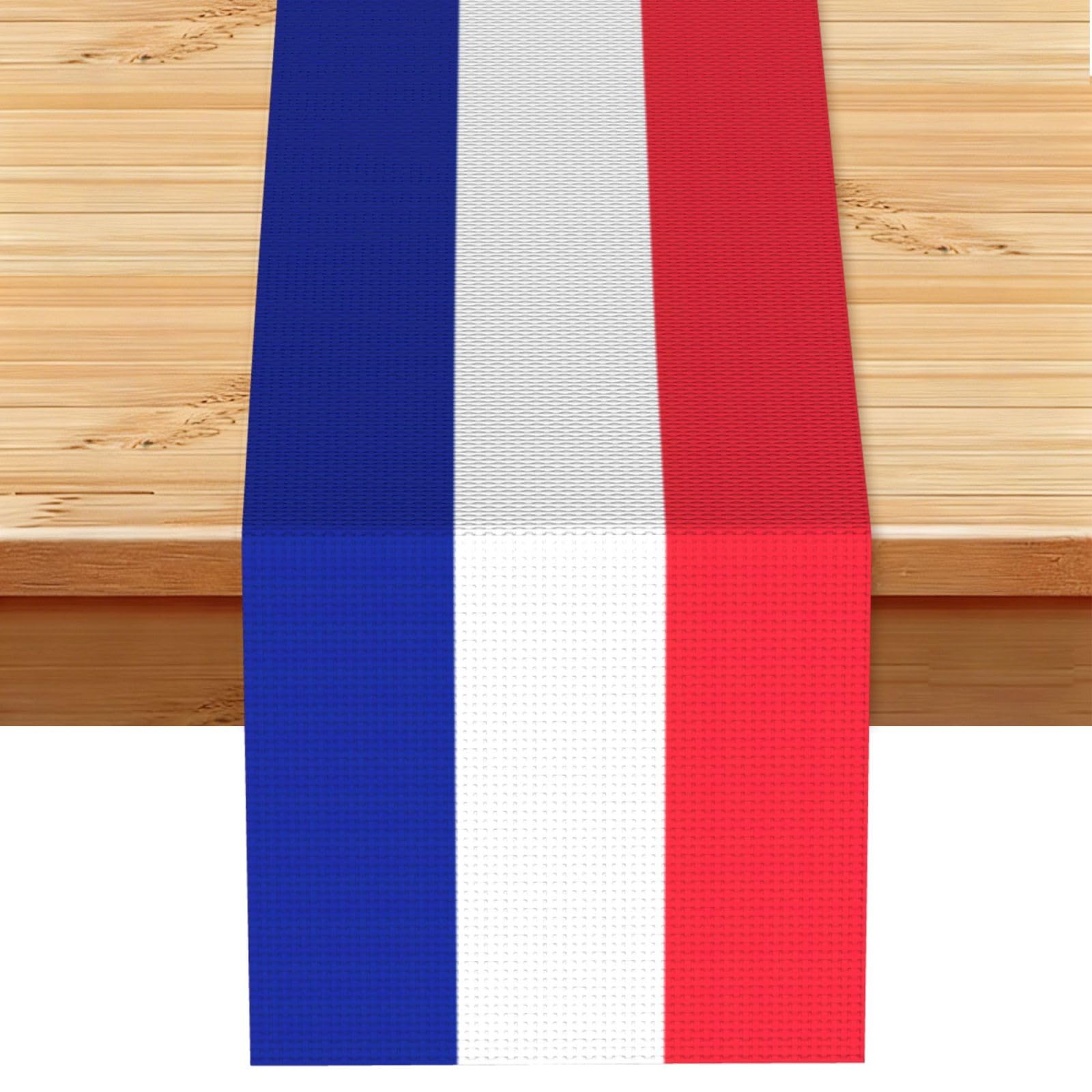 French flag Multi Purpose Table Runner for Home Decor, Printed Table Cloth for Kitchen Table, Countertops & Dining Area