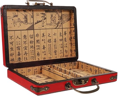 Miniatura 3 de VICASKY Mahjong Organizador rectangular tradicional  Mahjong Box organizador chino vacío azulejos rectangulares caja de madera almacenamiento