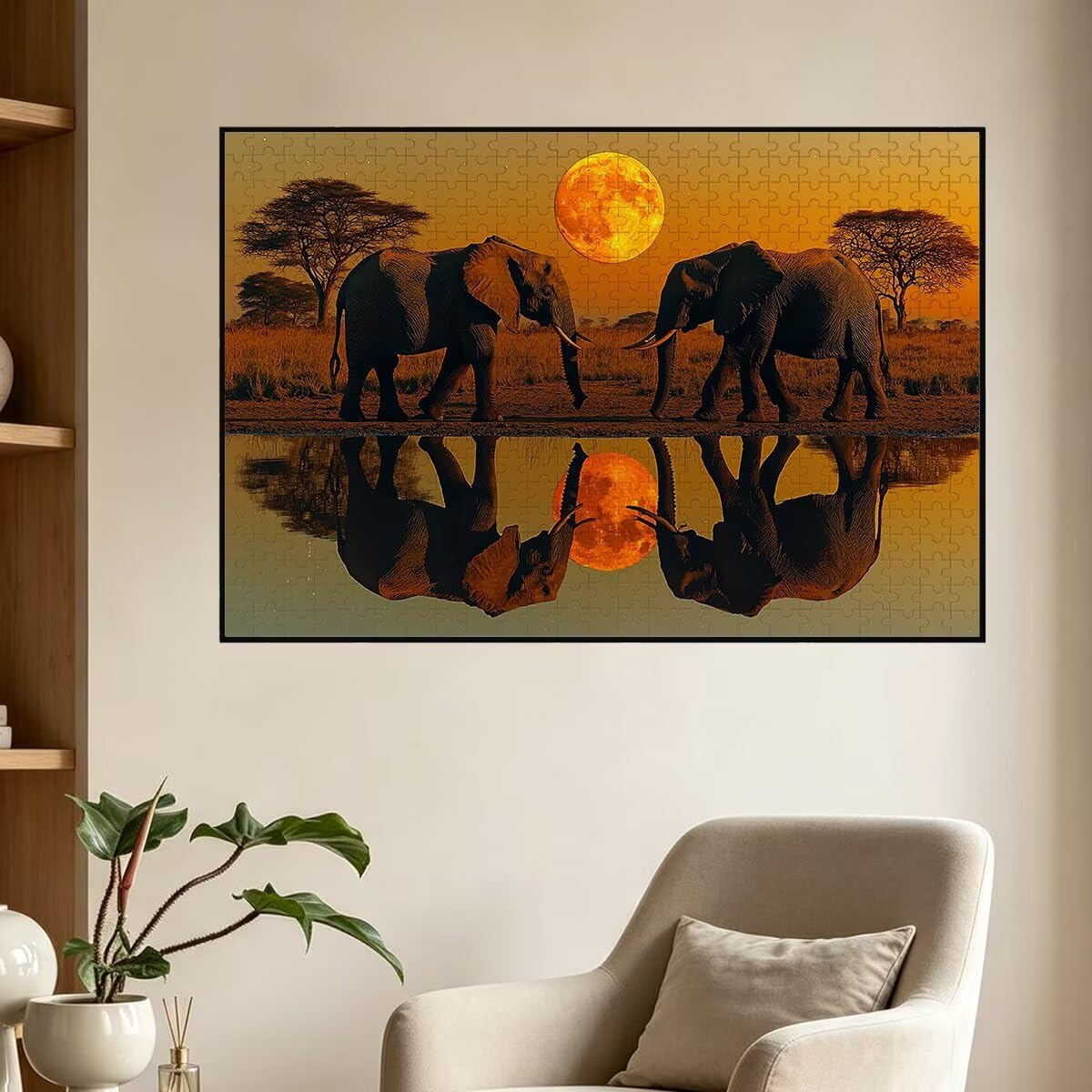Puzzle 1500 sztuk słonia, puzzle dla dorosłych drewniane zwierzęta, 87 x 57