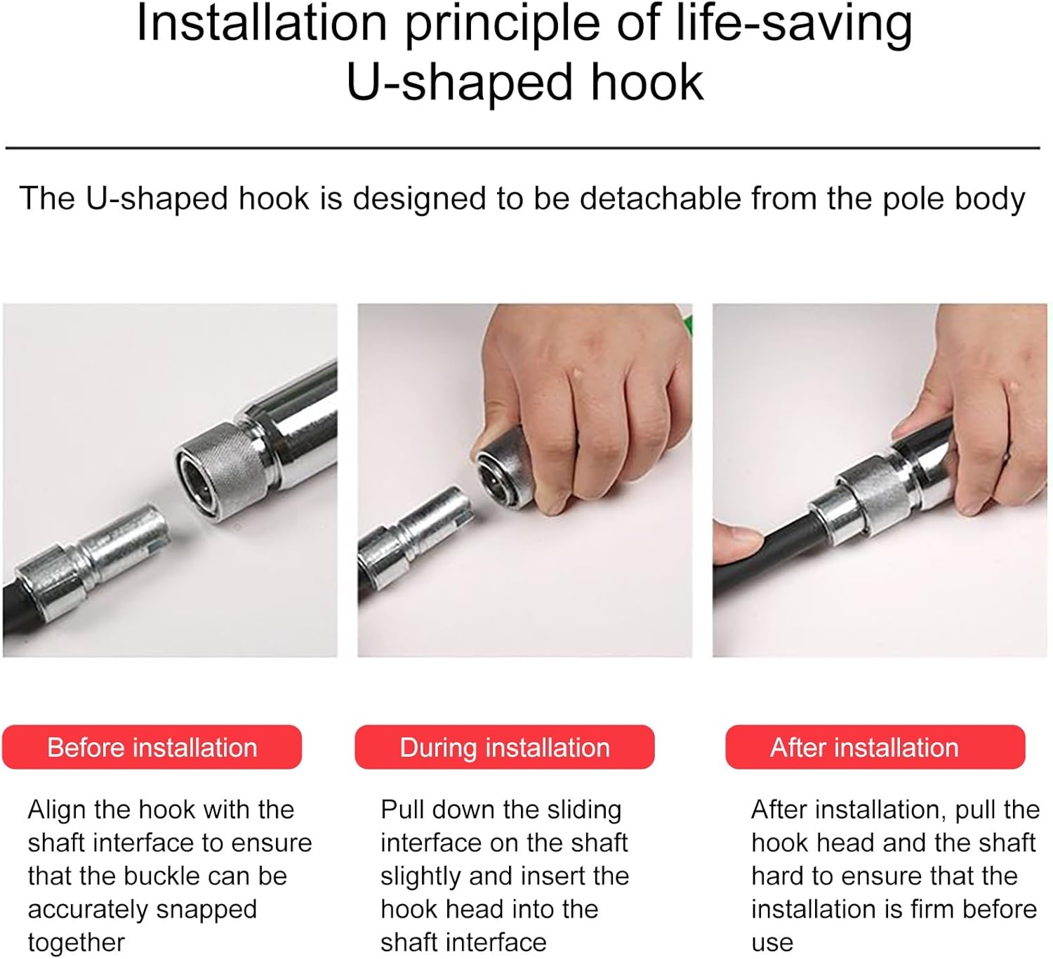 Electrical Safety Rescue Hook, Insulated Rescue Hook Multicolor 1/2/3 Meter Pack of 1(Yellow,1m/3.2ft)