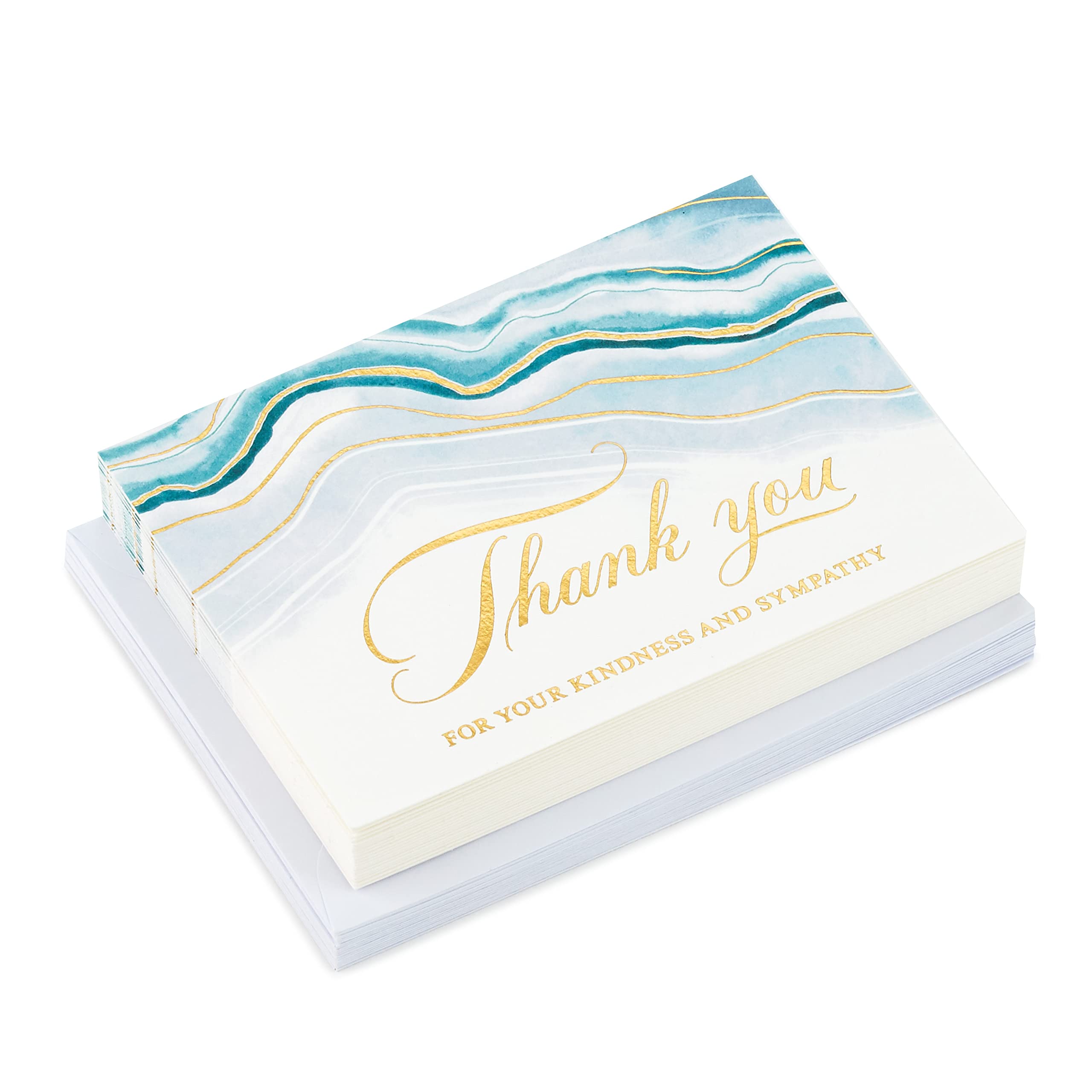 Hallmark Funeral Thank You Cards, Watercolor Agate (20 Thank You for Your Sympathy Cards with Envelopes), Watercolour, 3.75 inch x 5.2 - Image 3