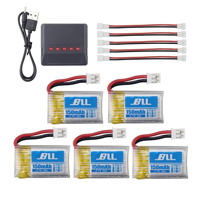 ZYGY 5pcs 3.7V 150mAh batería Litio y Cargador 5 en 1 para H36 E010 E011 E013 RC Quadcopter Drone UAV batería