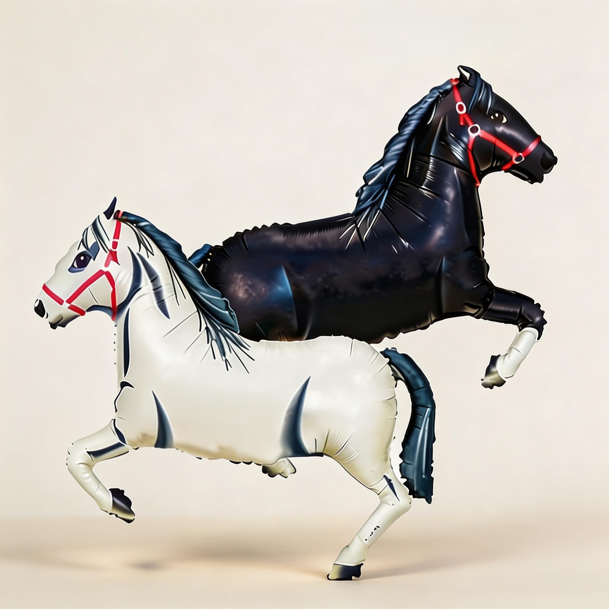 2 Pcs 41 Inch Giant Inflatable Horse Foil Balloons, Black & White