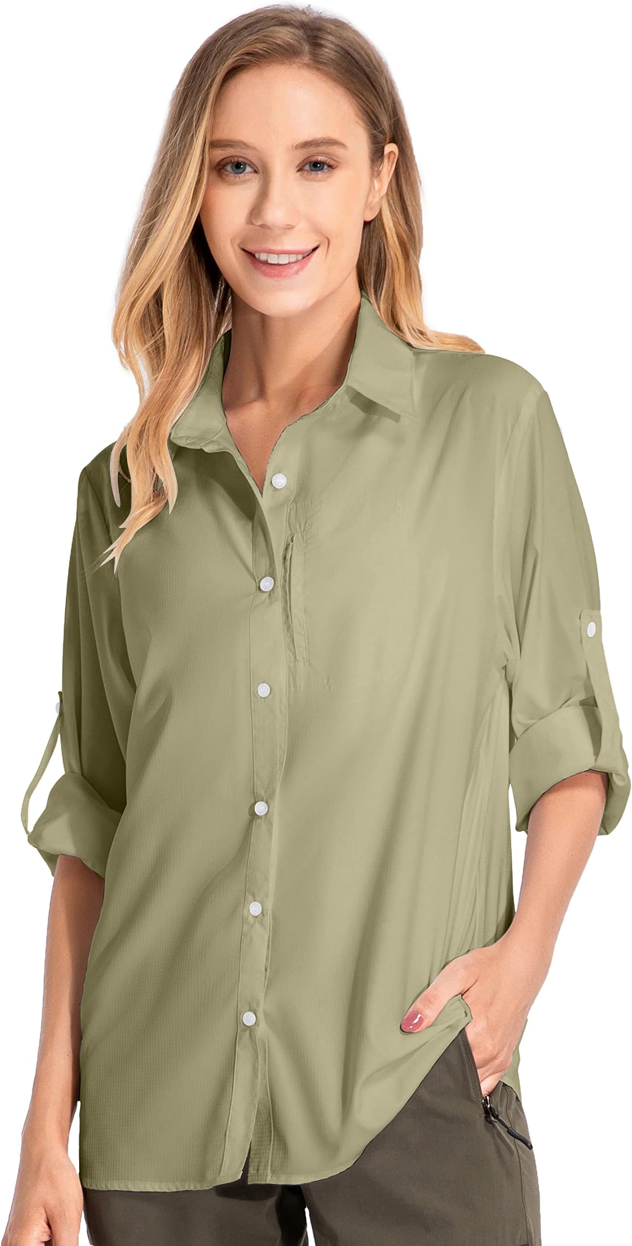 Jessie KiddenWomen's UPF 50 Long Sleeve Sun Protection Shirts Quick Dry Outdoor Fishing Hiking Travel Shirt