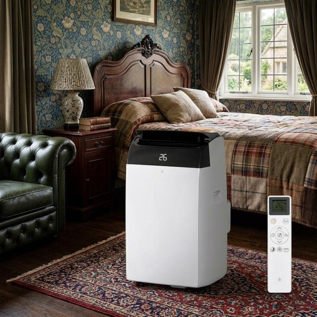 Zstar White-4 12000 Btu 4-In-1 Portable Air Conditioner With Heater | Cooling, Heating, Fan & Dehumidifier. Quiet & Energy-Efficient, Featuring Digital Display And 24H Timer. Fits Rooms Up To 550 Sq.ft