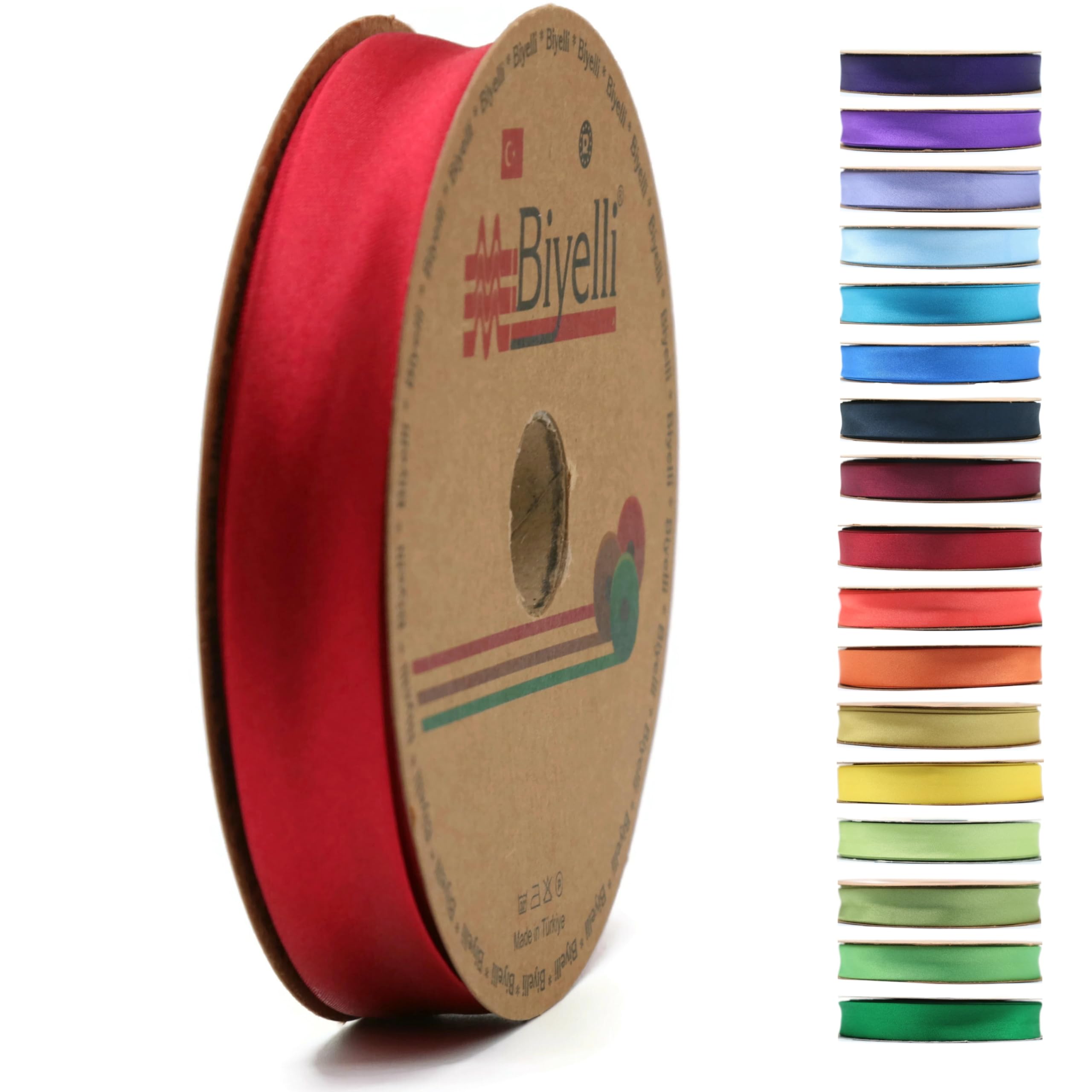 Fold Satin Bias Tape - 99+ Colors - 3/4 Inches Wide - 27 Yards - Fold Satin Binding Bias Ribbon Fabric Piping Bias Binding Tape for Sewing Clothing DIY (77. Cherry Red) BYS77