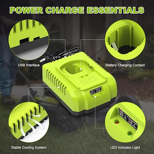 Vista 3 de P117 18 Volt Fast Charger Replacement for Ryobi 18V Battery Charger, Compatible with Ryobi 12V-18V ONE+ Lithium, NiCad & NiMh Batteries P102 P103