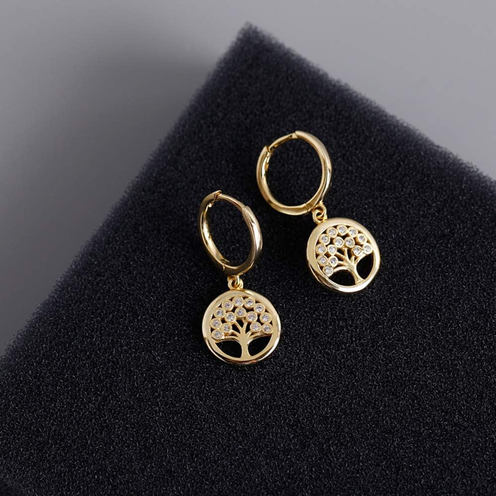 Dainty Dangle Hoop Earrings in 925 Sterling Silver for Women, Small Huggie Earrings with Charm Drop, Jewelry Gift for Her