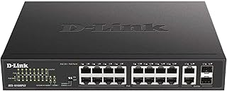 D-Link 18-Port Fast Ethernet Unmanaged PoE Desktop/Rackmount Switch, 16 PoE Ports, 2 Gigabit Combo Uplink Ports, Rugged Metal Housing, 247W PoE Budget (DES-1018MPV2)