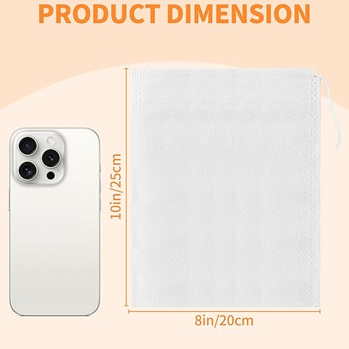 Miniatura 2 de TamBee Bolsas de té desechables de 8 x 10 pulgadas, bolsas de té reutilizables para té suelto, bolsa vacía con cordón, 100 unidades