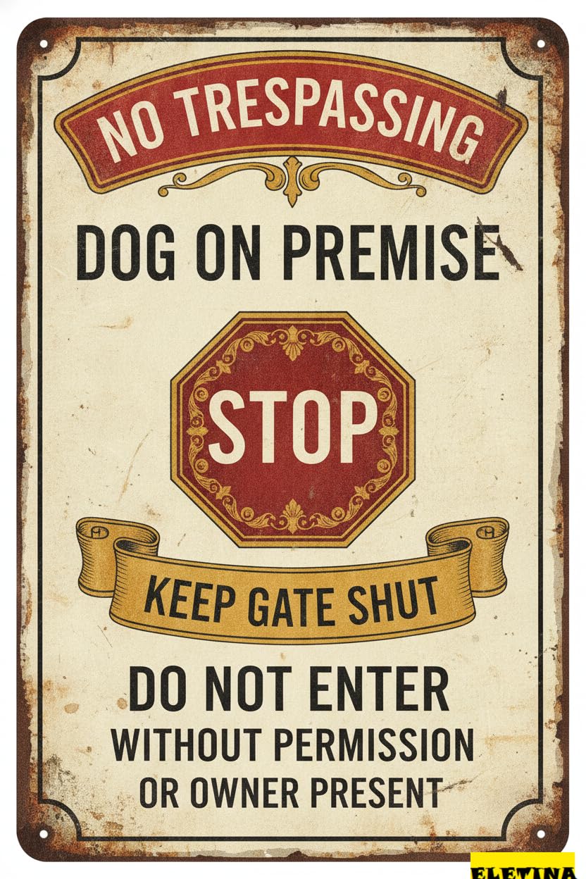 Personalized Sign for Man Cave Beware Dog S - No Trespassing, Dogs On Premises, Funny Metal Tin S - 12 X 8 Inch Private Property Decorative