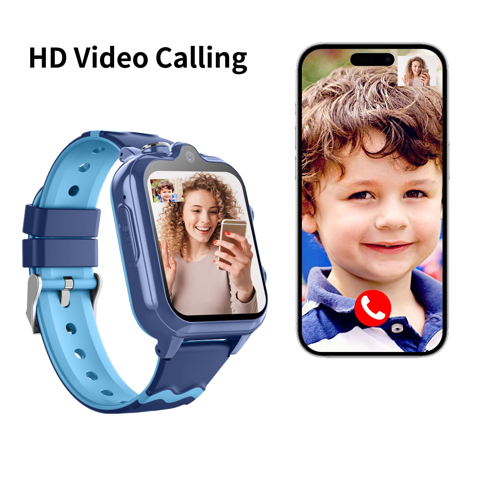 Smartwatch Bambini GPS 4G Telefono Orologio con WiFi Videochiamata SOS 2 Telecamere Impermeabile Modalità SMS Classe Rifiuta Chiamata Sconosciuta Musica Lettore Video Regalo per Ragazzi Ragazze