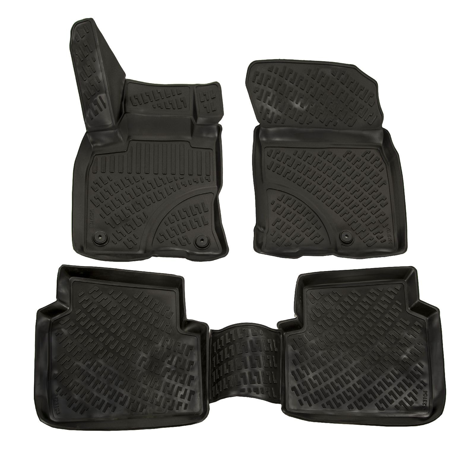 J&J AUTOMOTIVE Tappetini Auto in Gomma su Misura per Ford Kuga Dal 2020, Set da 4 Pezzi, Bordo Alto 4 cm, Antiscivolo, Inodore, Colore Nero