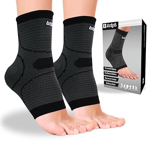 Paquete de 2 mangas de compresión de tobillo para dolor - Unisex, hombres y mujeres - Soporte para deportes, tendón de Aquiles, fascitis plantar,