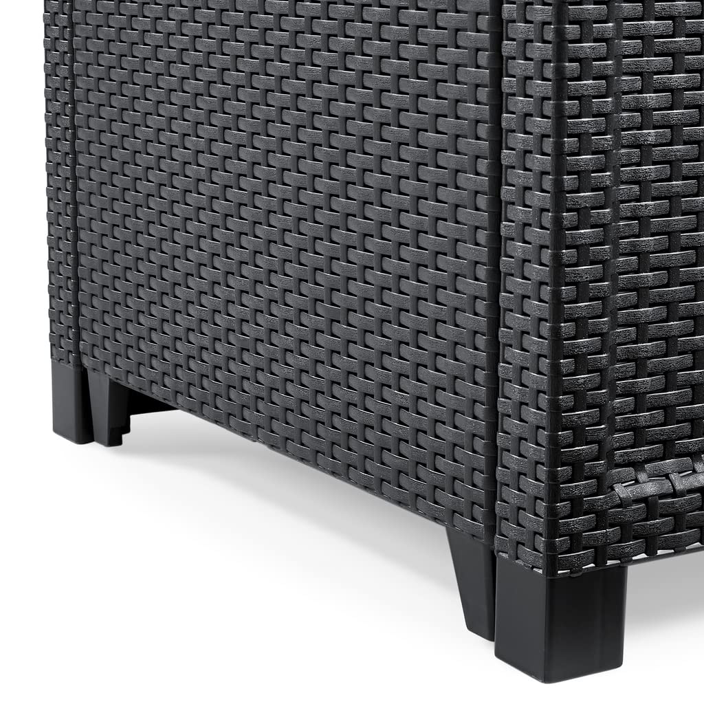 Keter Emma Balcony Set - Mobile da esterno composto da due poltrone con cuscini e tavolino contenitore, grafite