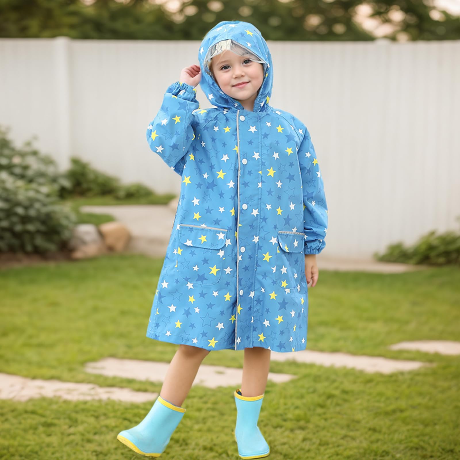 Impermeabile Bambini Tuta Pioggia Bambina Antipioggia con Cappuccio Impermeabili Ragazzi Ragazze Giacche da Pioggia Bambino Poncho Antipioggia Design Completamente Stampato