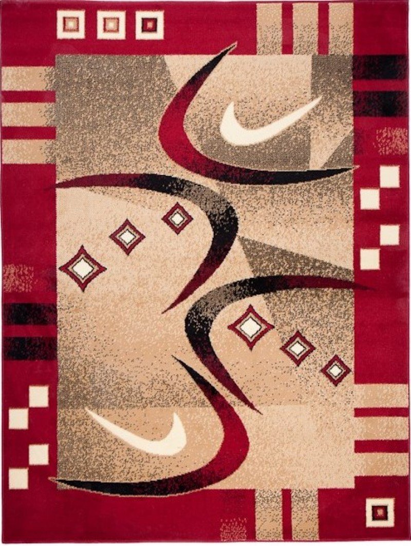 Carpeto Rugs Tappeto Salotto Moderno Pelo Corto Geometrico - Tappeti Moderni Soggiorno - Tappeti Camera da Letto - Tappeti Salotto Grandi Dimensioni - Rosso - 120 x 170 cm