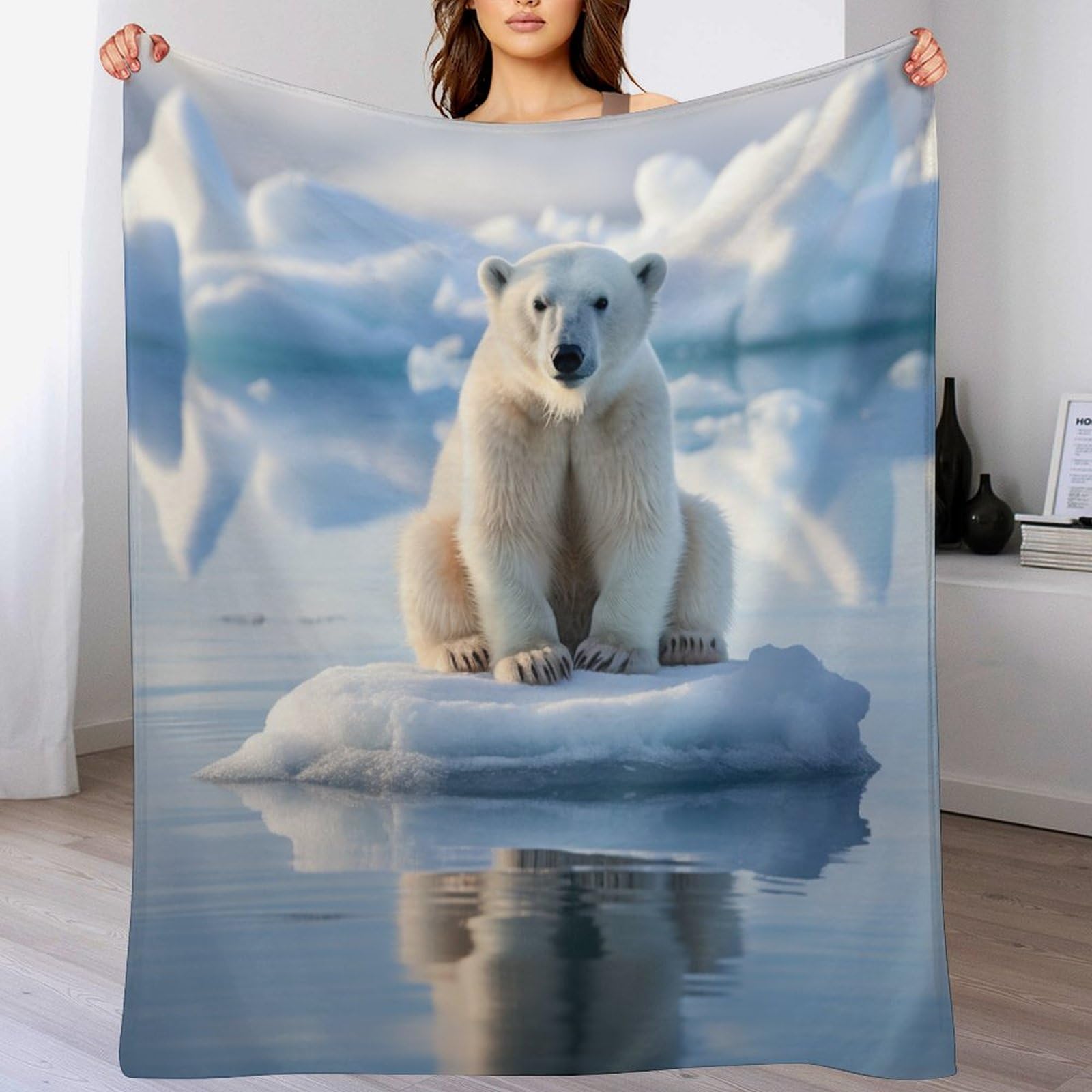 Jeté de lit pratique Polar Ours comme couverture de canapé en flannel douillette