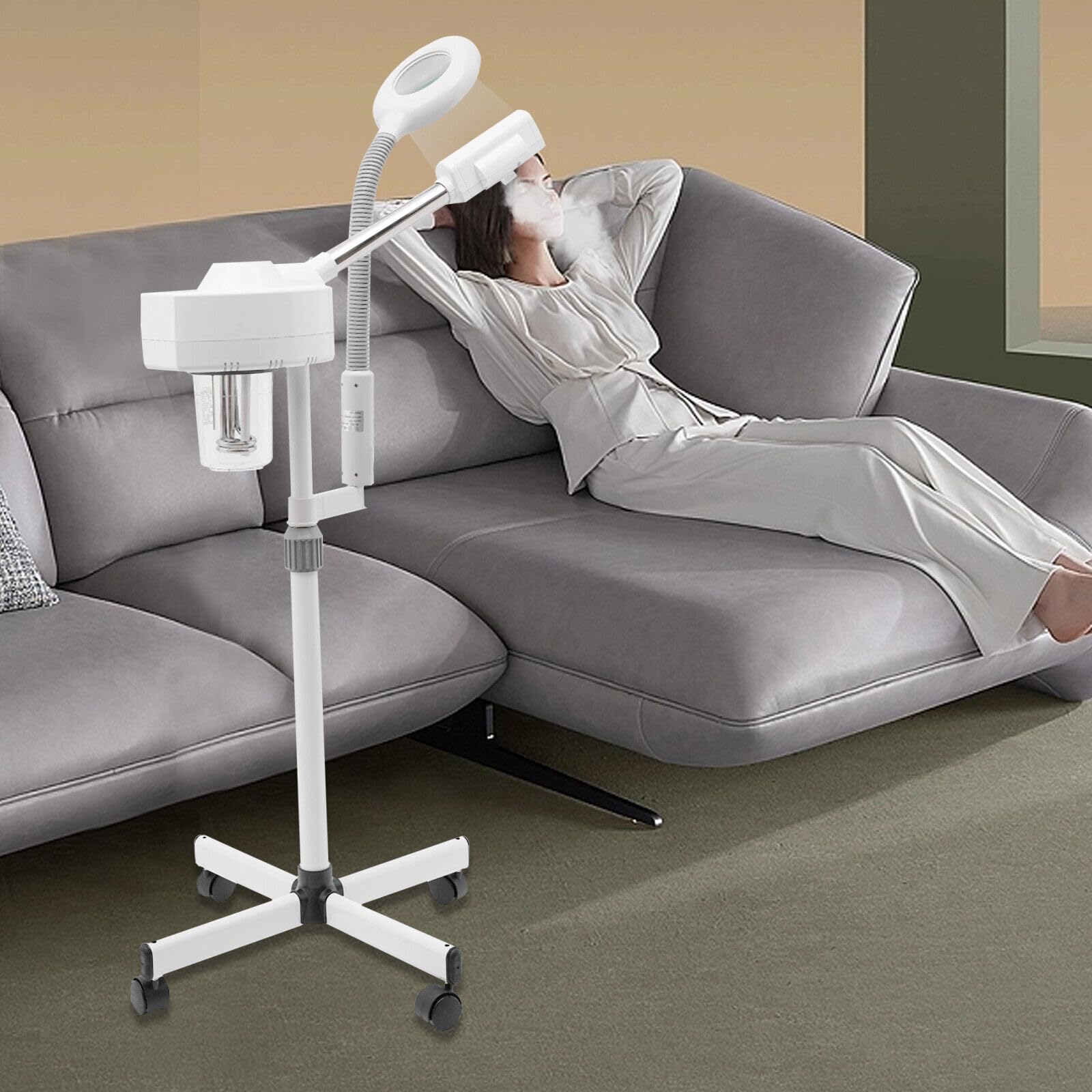 2 in 1 Vaporizzatore di ozono Salone Spa Lente d'ingrandimento Umidificatore Vapozone Professionale Ferro a vapore per il viso Macchina a vapore professionale per salone di bellezza Cura del viso