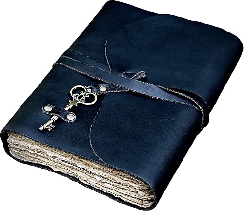 Diario de cuero vintage  Papel vintage hecho a mano antiguo con borde de cubierta  Diario de llaves encuadernado de cuero para mujeres y hombres