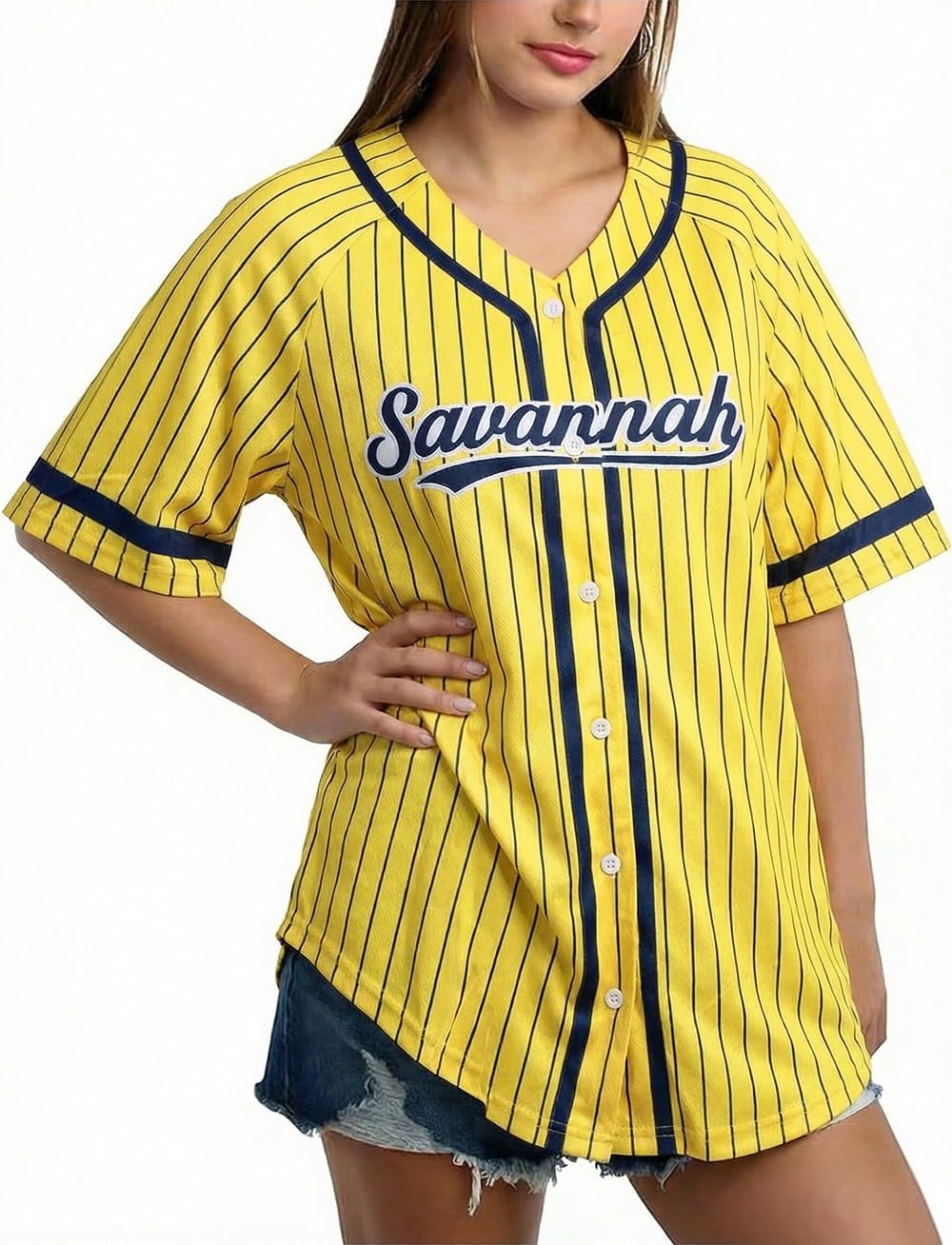 Baseball Jersey for Women Baseball Player Shirt Oversized Striped Button Down Hip Hop Shirt Top
