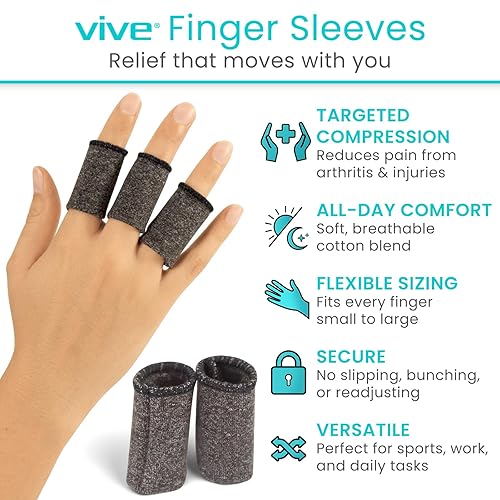 Miniatura 2 de Vive Fundas para dedos (paquete de 30) - Cojín de compresión para artritis, hinchazón, alivio del dolor en las articulaciones, envolturas de
