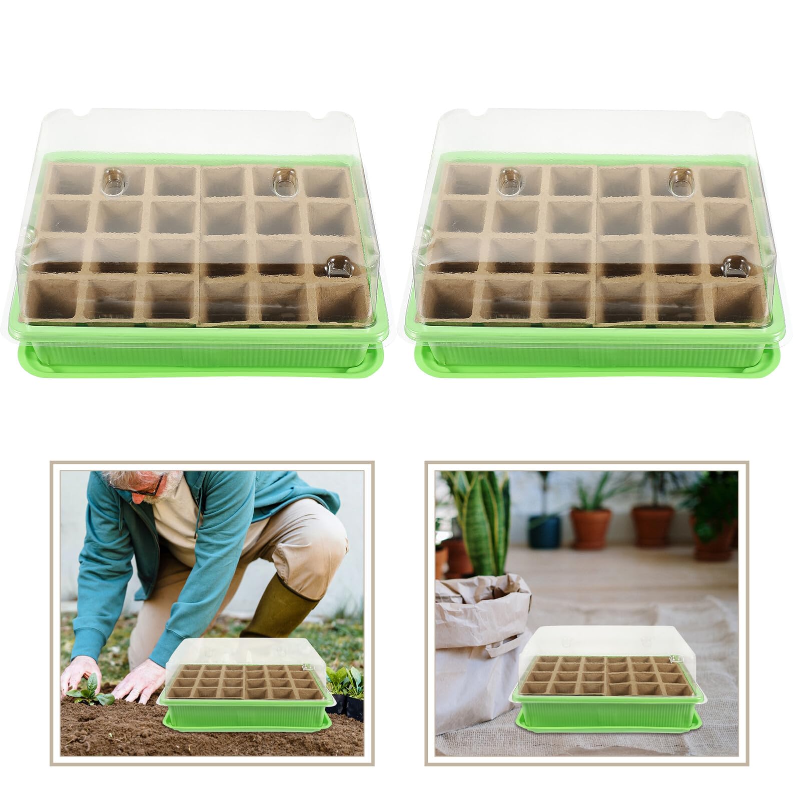 2 Ensembles Plateaux de Germination pour Semis Cases et Cases Bacs de Culture pour Démarrage de Graines Germoirs pour Plantes Intérieur et Extérieur Plateau de Plantation et Lisse