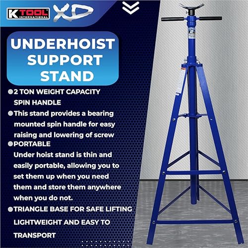 Miniatura 4 de K Tool International XD61002 - Soporte de trípode de 2 toneladas para garajes, talleres de reparación y bricolaje, capacidad de 4,000 libras, rango