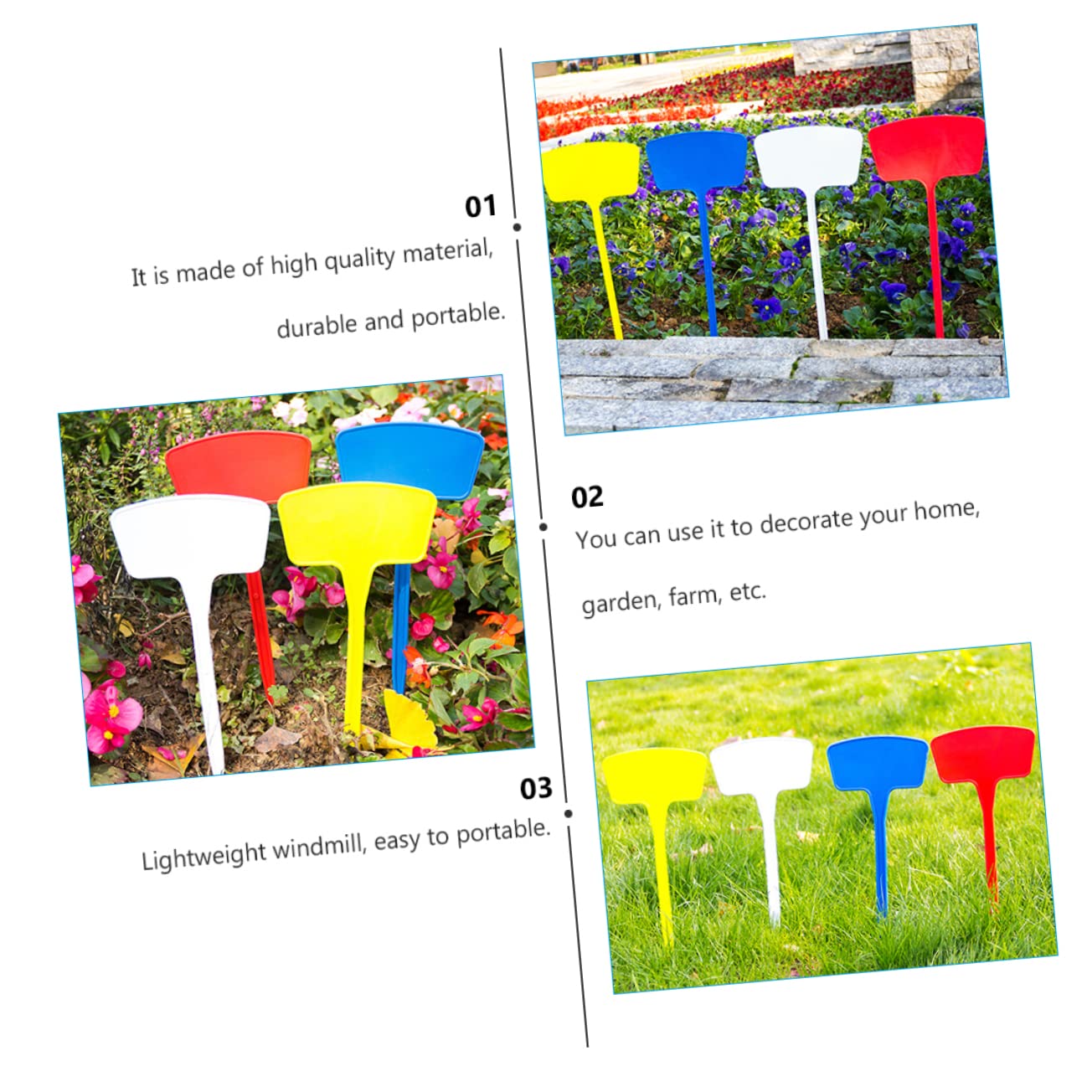 BESPORTBLE 20pezzi Etichette Da Giardino Scrivibili Colorata Cartellini Per Piante Bianco Rosso Giallo e Blu Per e Parchi