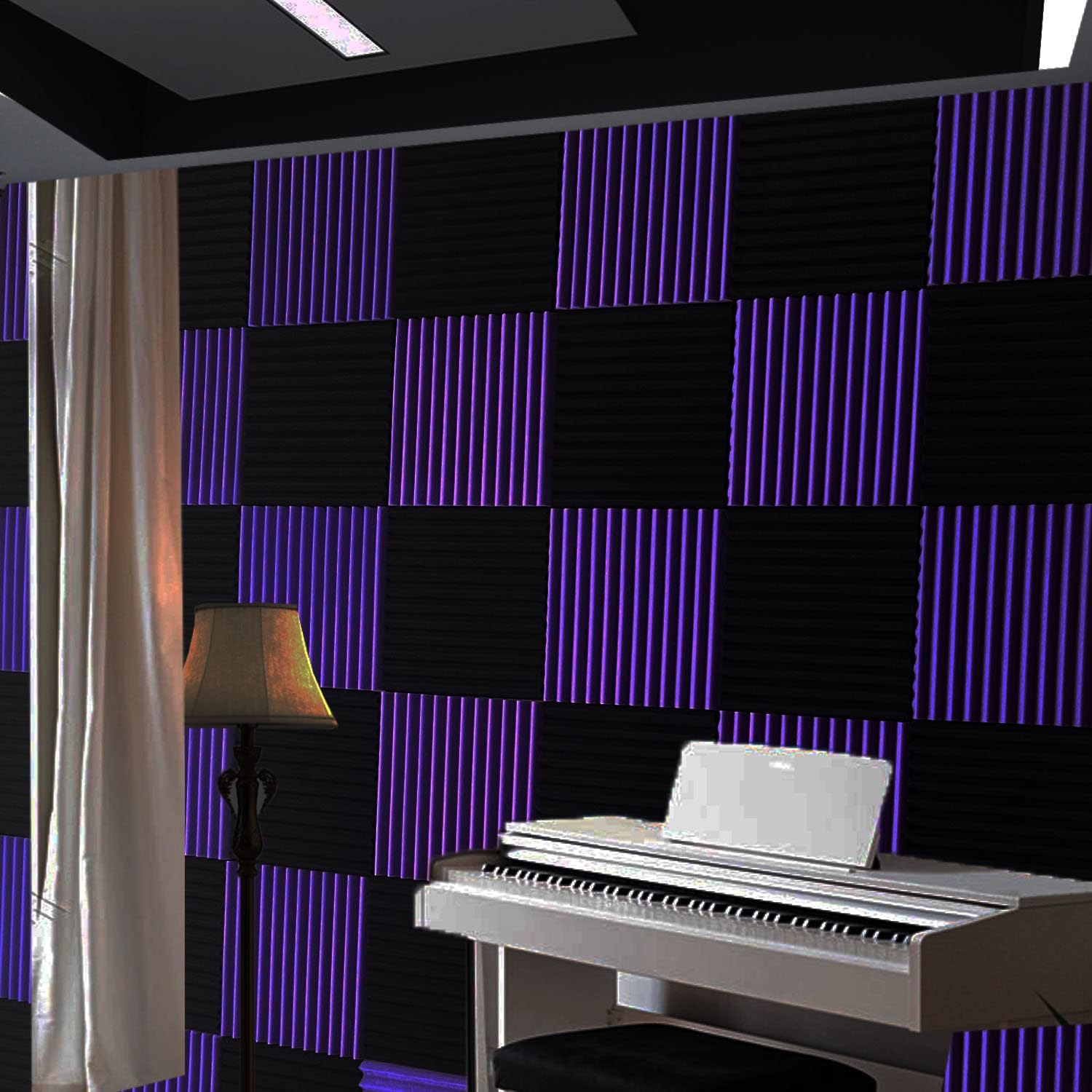 48 paneles de pared para absorción de sonido; espuma de insonorización para estudio de 2,54 x 30,48 x 30,48 cm