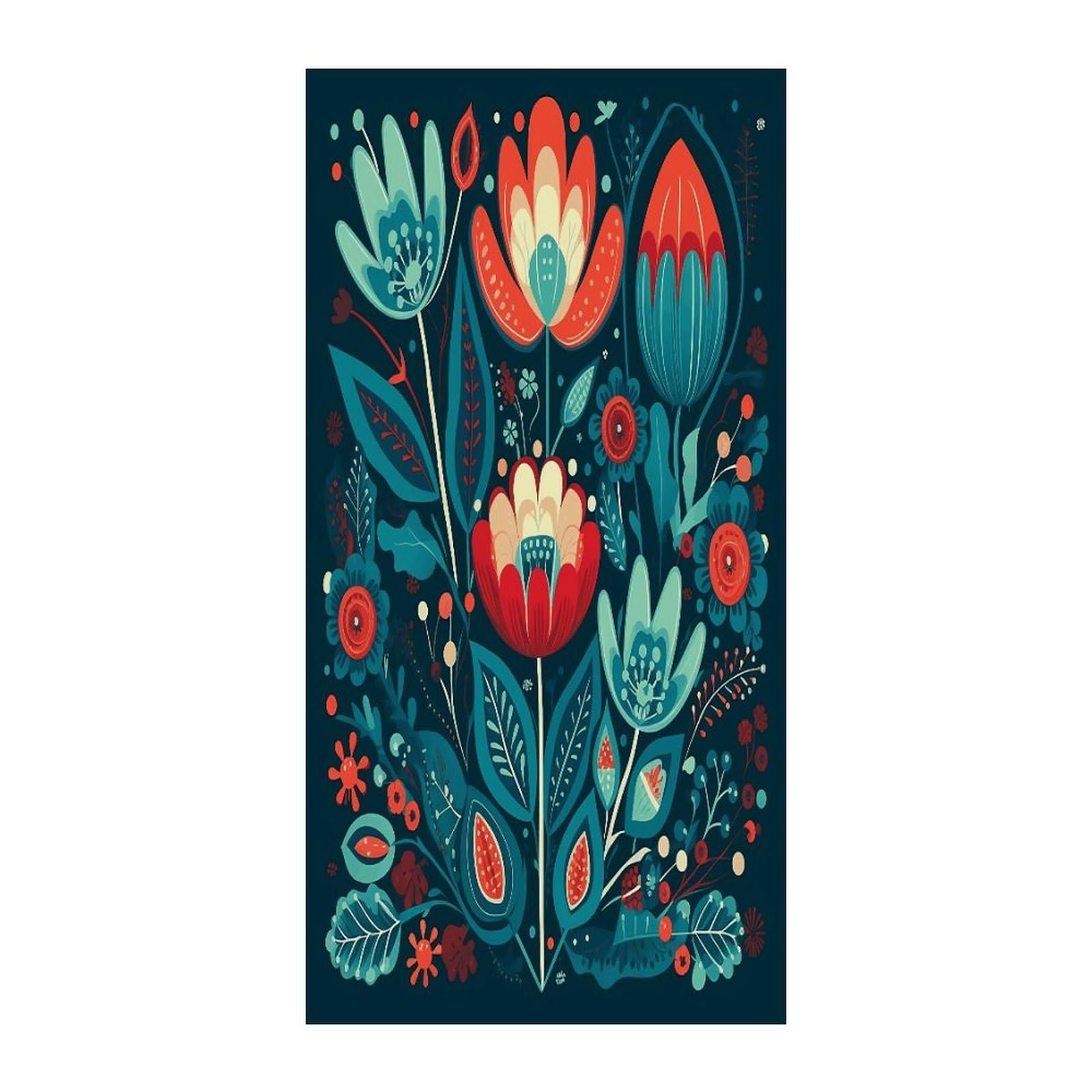 Fekiloot Style Folk Blue Flowers Door Curtain Room Divider Curtains