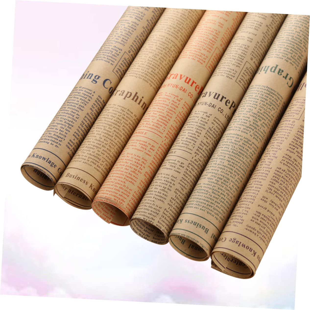 Gatuida 50blätter Retro-geschenkpapier aus Kraftpapier Geschenkverpackungspapier für Blumensträuße und Andere Anlässe Zeitungspapier-design für Diy-projekte und Zufälliger Stil