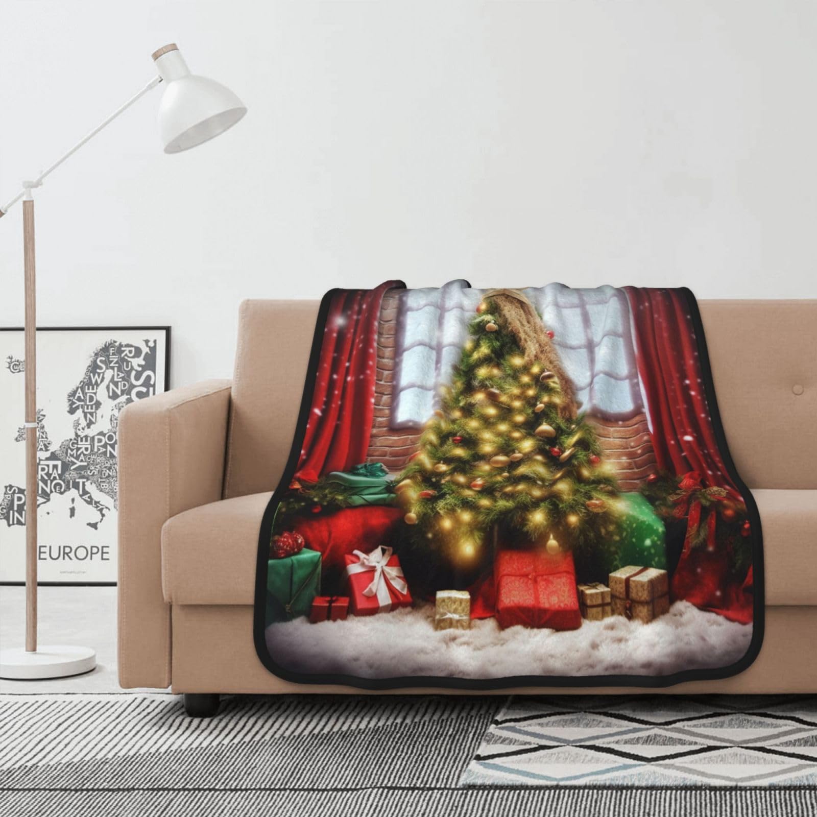 Couverture polaire sapin de Noël cadeau de flanelle douce 102x127 cm pour veillée magique