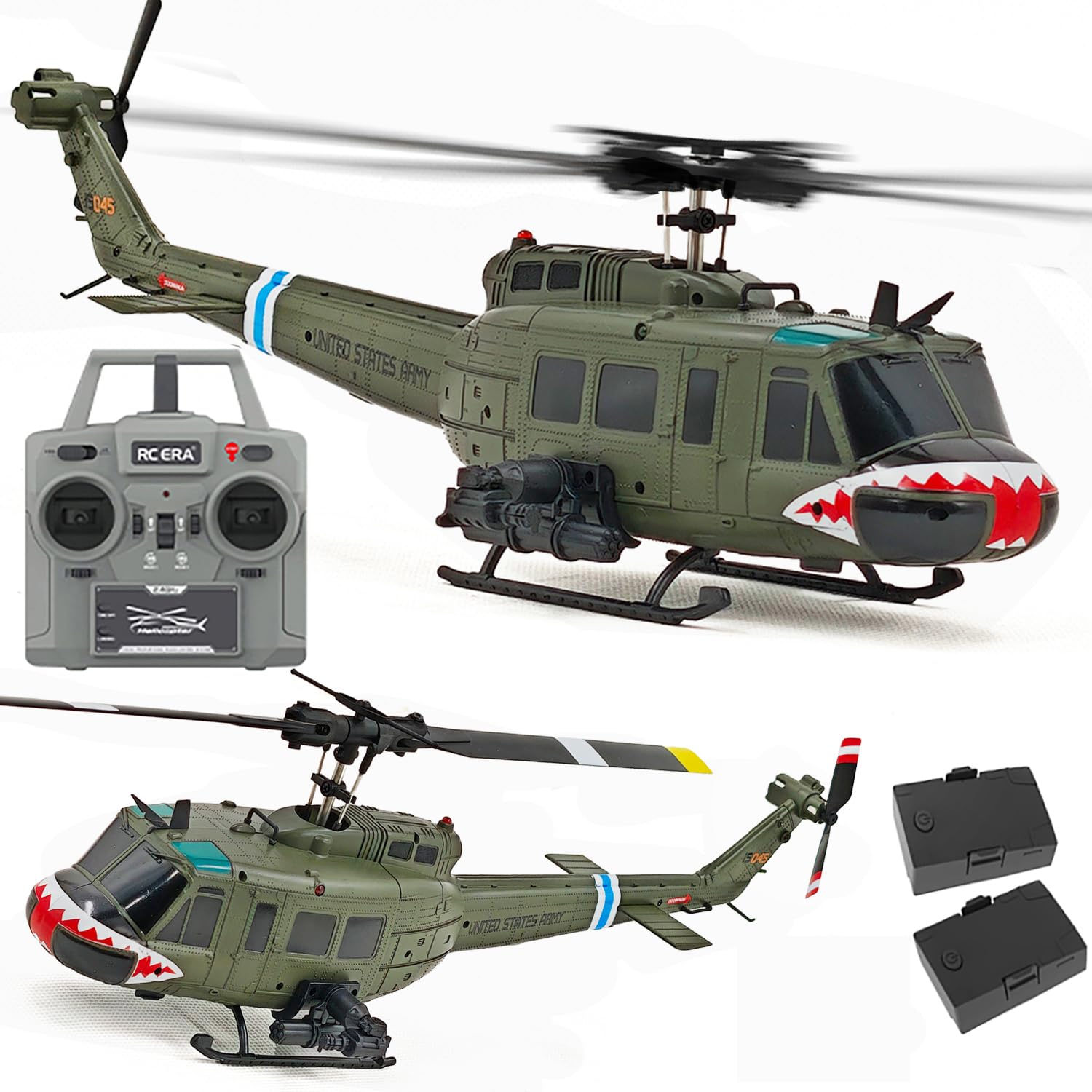 315 mm UH-1 ferngesteuerter Hubschrauber Flugzeug für Erwachsene Expert 6CH C032 Höhenhaltung Bürstenloser Motor Optische Flusspositionierung Fliegen kopfüber 3D Rolling Hobby RC Heli (RTF