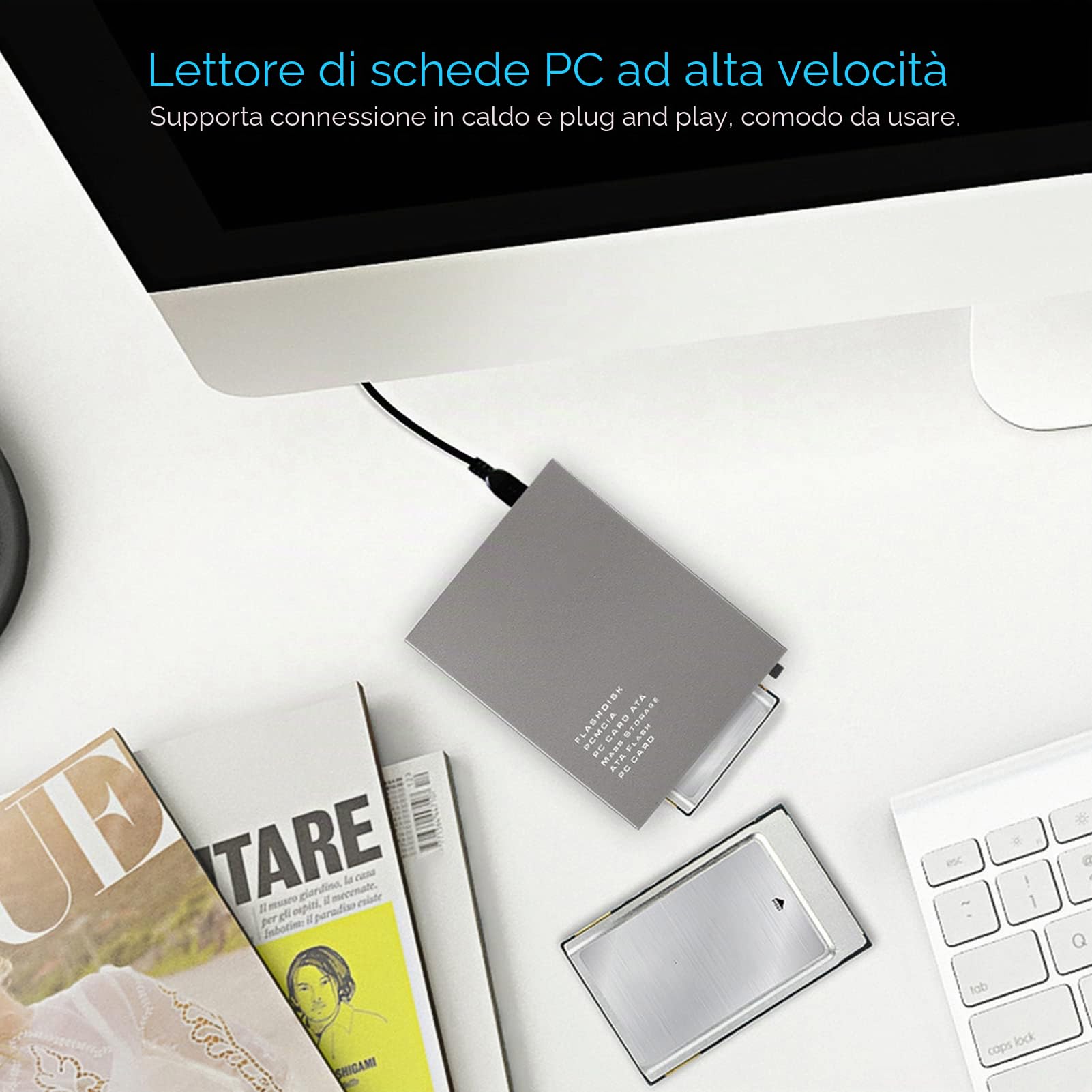 Adattatore per Lettore di Schede PCMCIA da USB a PC, Lettore di Schede PCMCIA Ad Alta velocità Lettore di Schede di Memoria Scheda PCMCIA Portatile, Supporto 20MB-20G Plug and Play