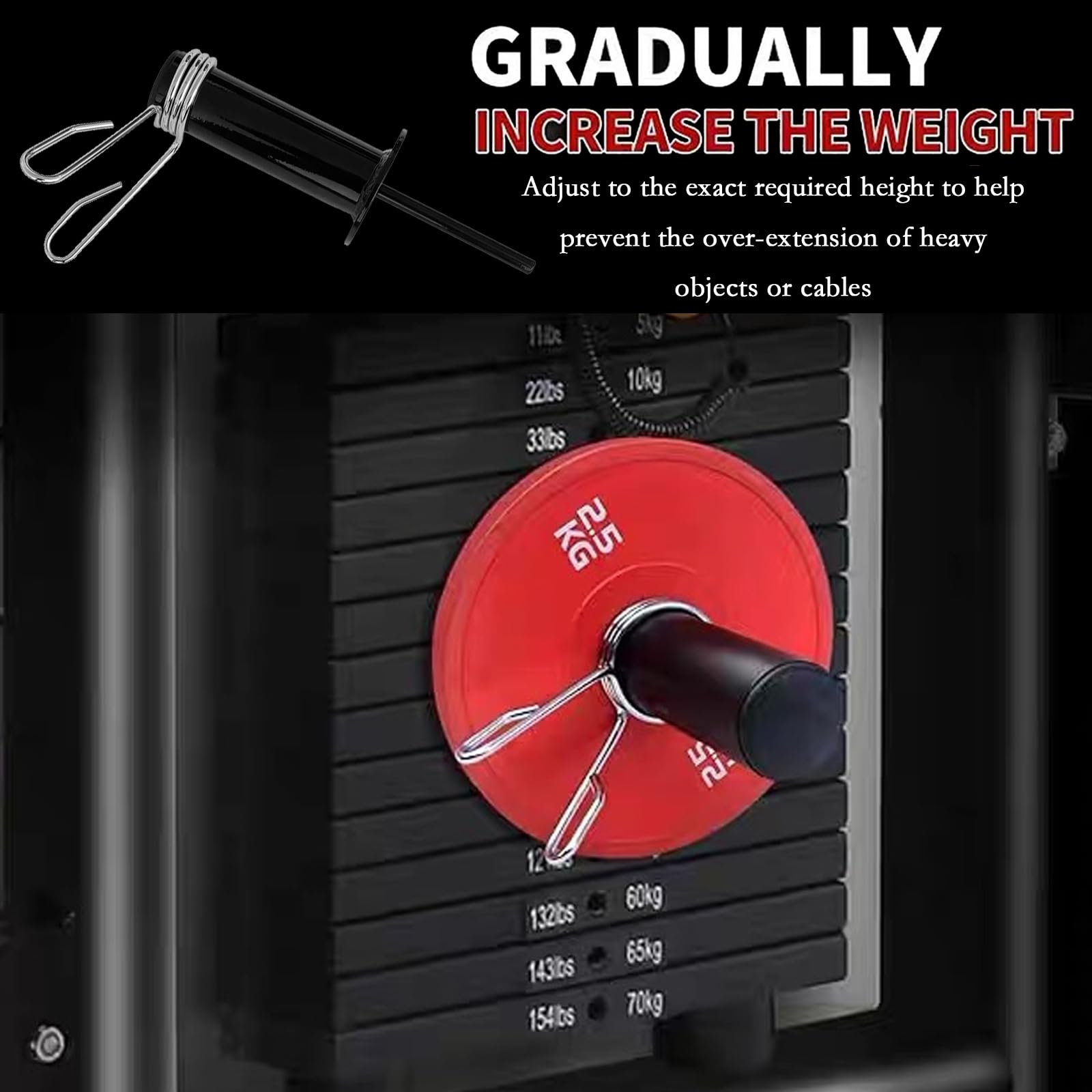Gym Pin in Acciaio per Pesi Aggiuntivi, Perno Pesi Palestra 10 mm con Anello di Blocco, Spina per Stack di Pesi, Pin Fitness Metallo Compatibile (110 mm di Lunghezza)