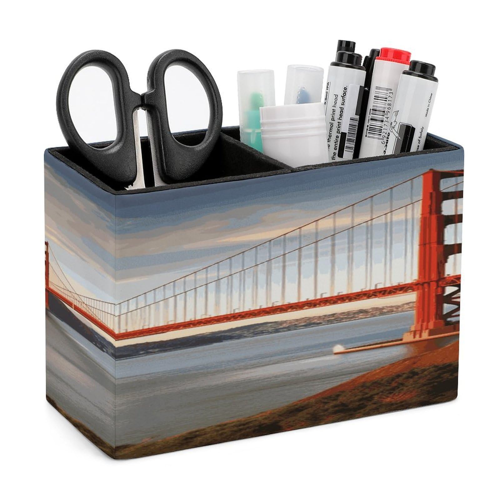 Organiseur de bureau et porte-stylos en cuir pour pinceaux de maquillage