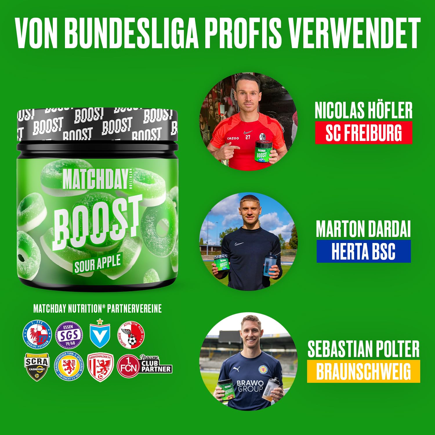 MATCHDAY NUTRITION BOOST für Fußballer I ATP Booster I Sportler-Getränk mit Aminosäuren und Kohlenhydraten I 20 Portionen für mehr Schnellkraft, Explosivität & Ausdauer