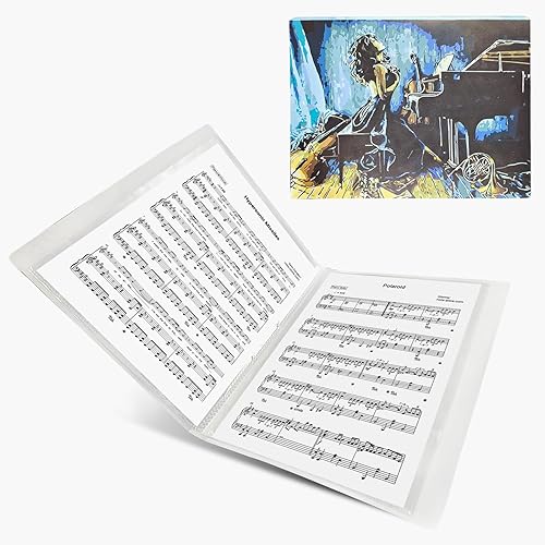 Carpeta de partituras para pianista femenina, 20 páginas interiores de doble cara con 40 archivos de tamaño A4, carpeta abatible con fundas de
