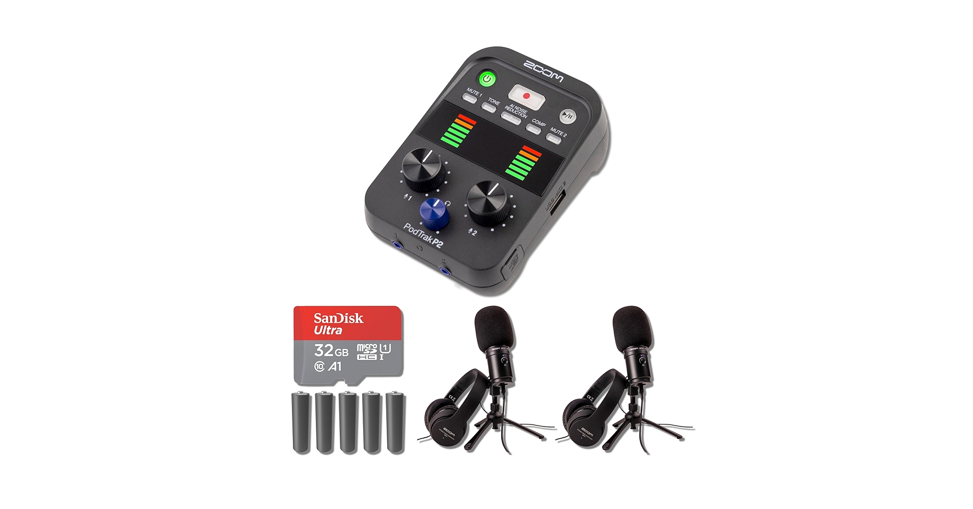 Amazon.com: Zoom PodTrak P2 USB Mic Recorder with 2X Zum-2