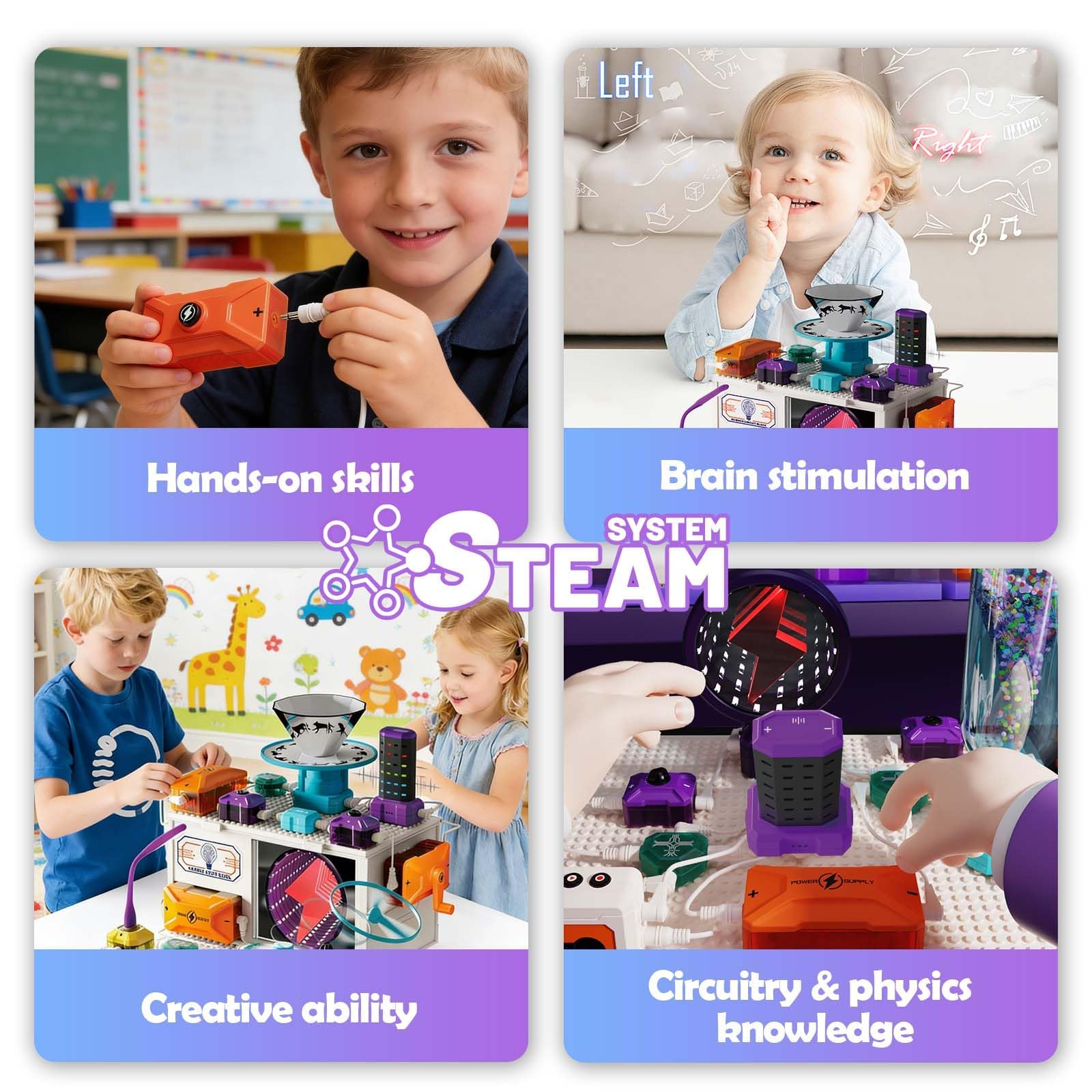 Experimentierkasten Elektrotechnik, 380 Exp., 45 Teile, ab 3 J. | STEM Lernspielzeug, Für Kinder, Praktisches Physiklernen, Ideal als Geschenk