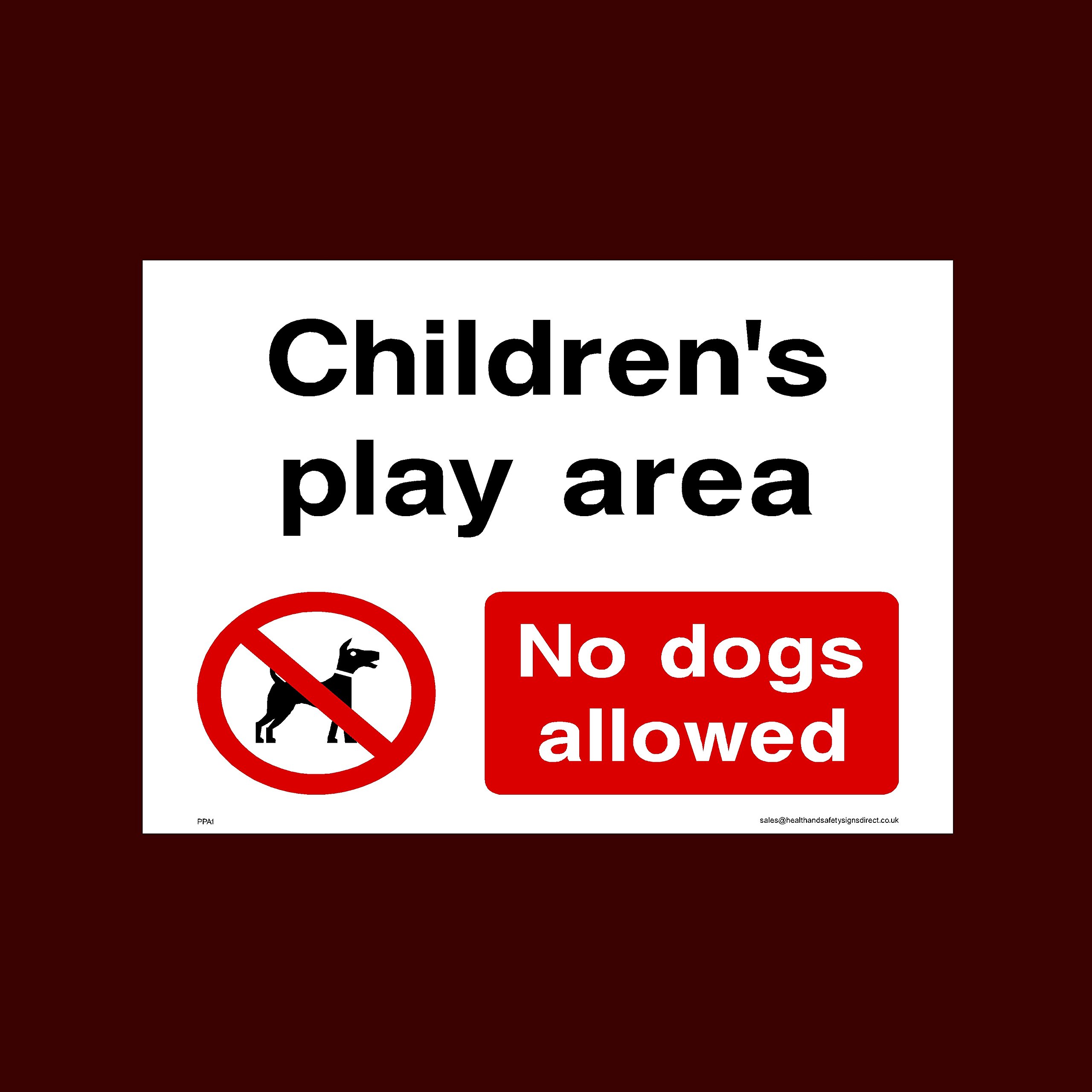 Ussp&S Children's Play Area - No Dogs Allowed Plastic Sign (Ppa1) - No Fouling, No Dogs, Waste Bin, Penalty £1000, Clean Up, Poo Fairy